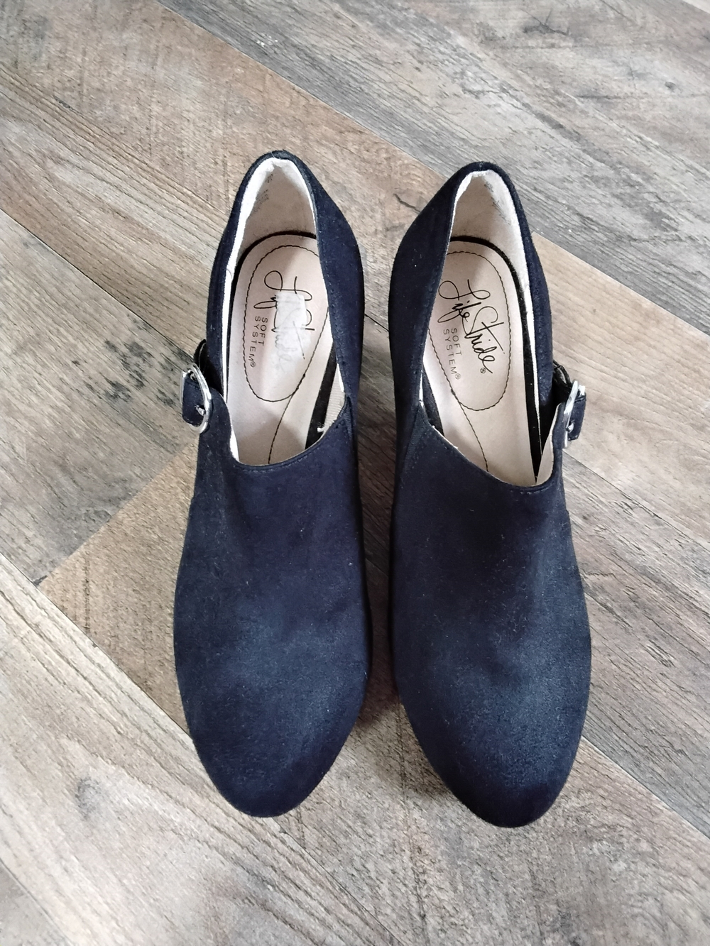 Life Stride Black Suede Mary Jane Heel - Women's